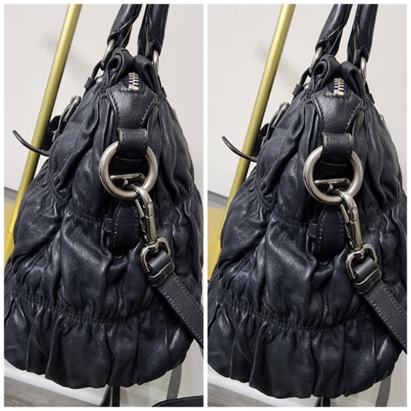 Authentic PRADA Nappa Leather Gaufre Tote Bag Black - Picture 9 of 15
